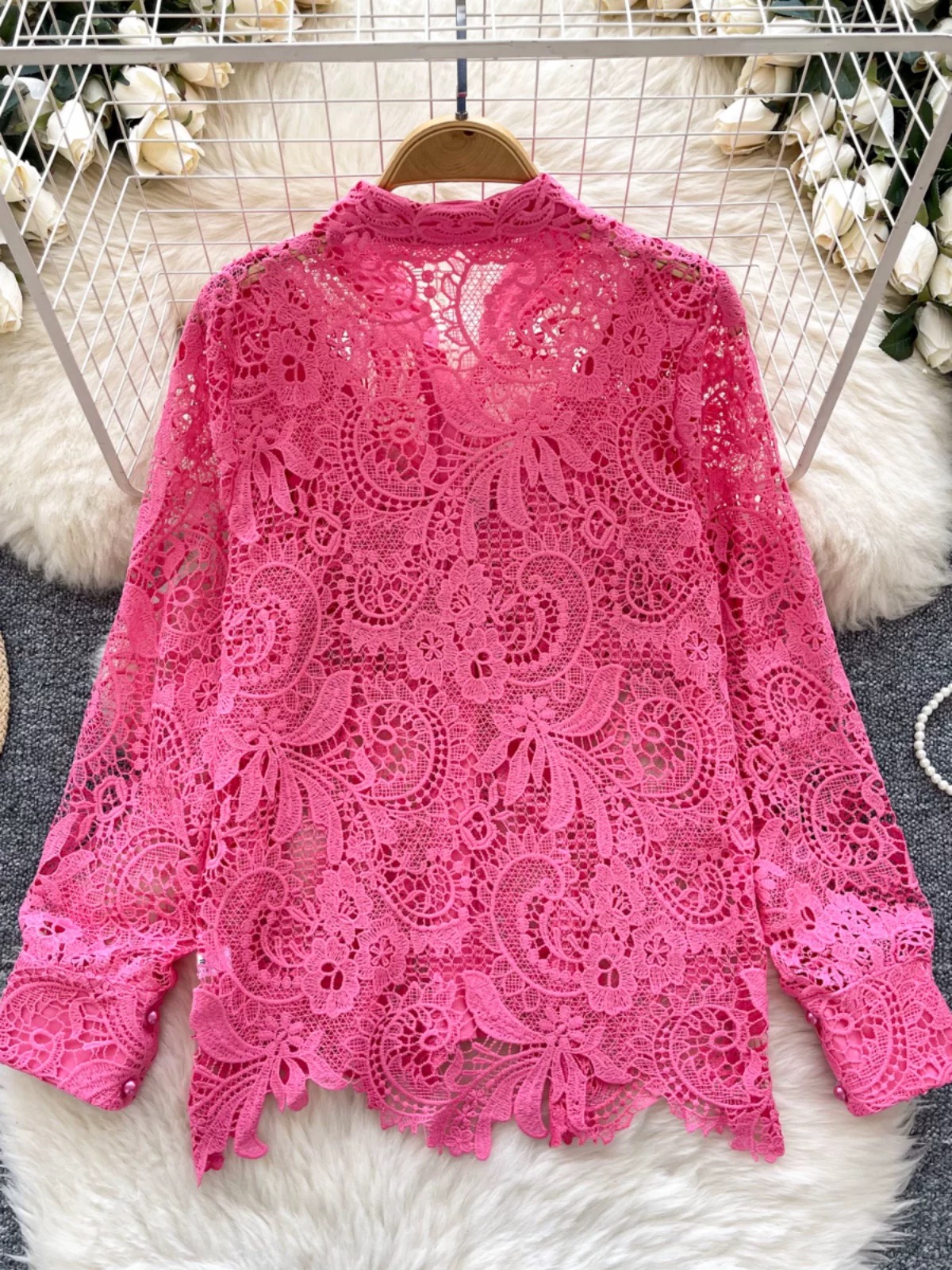 Hot fix lace shirt SH138 images